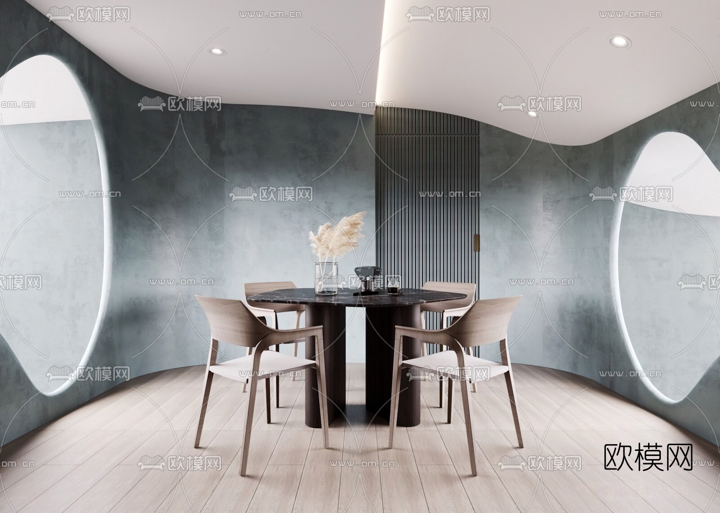 现代极简餐厅3d模型