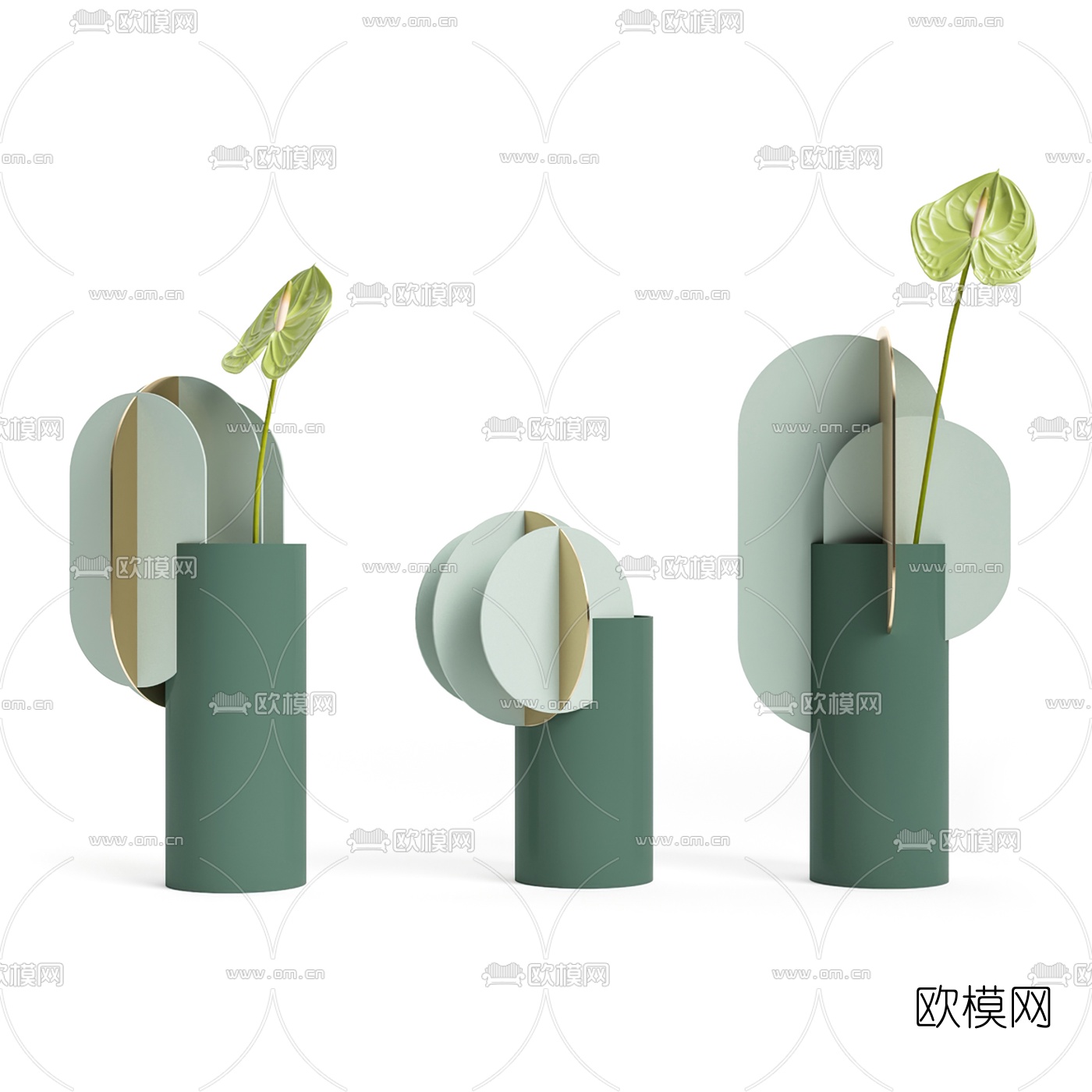 北欧花瓶花卉3d模型