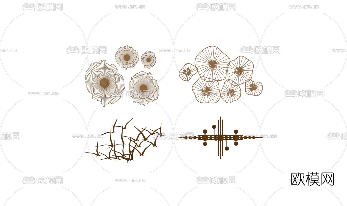 新中式金属装饰挂件su模型下载