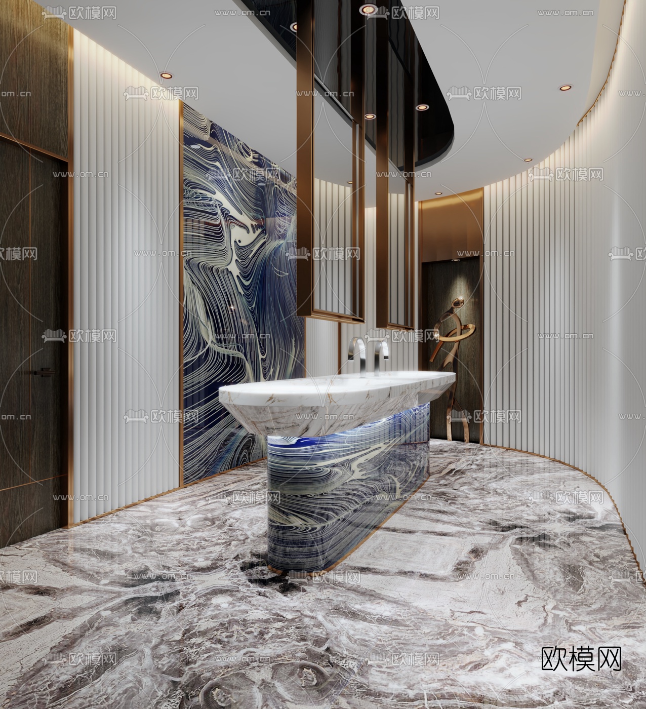 现代公用卫生间洗手台3d模型