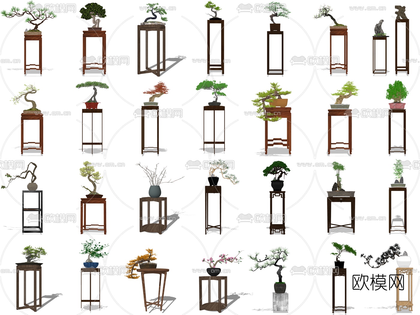 新中式禅意盆栽su模型下载（渲染图1）