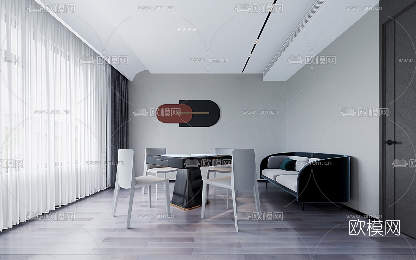 现代棋牌室免费3d模型下载