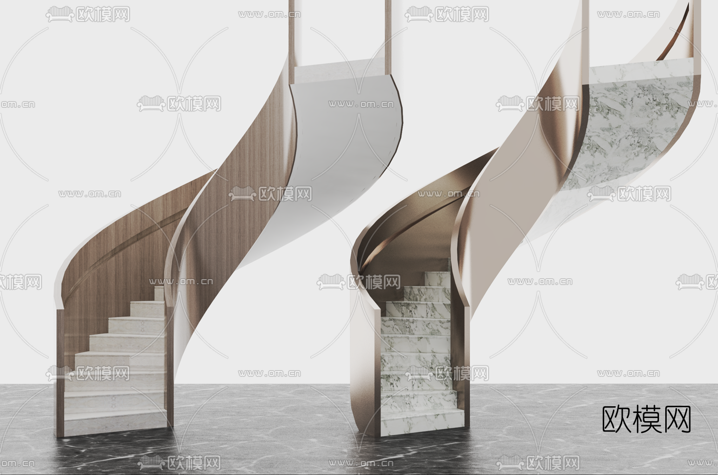 现代旋转楼梯su模型下载