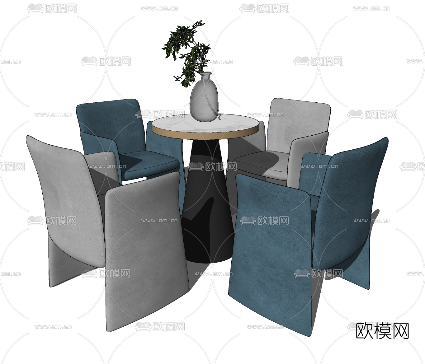 现代休闲洽谈桌椅su模型