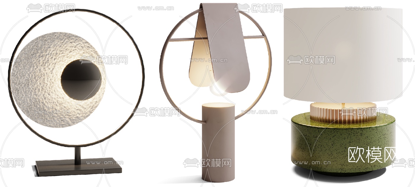 现代轻奢台灯3d模型下载（渲染图2）
