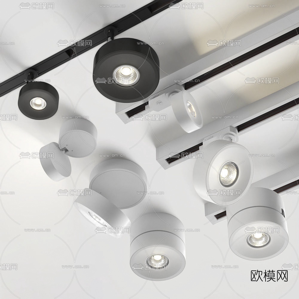 现代筒灯射灯3d模型下载（渲染图1）