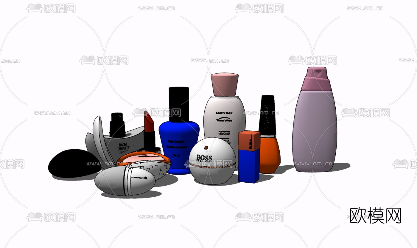 现代化妆品组合免费su模型下载