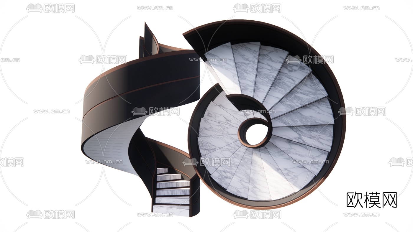 现代旋转楼梯su模型下载