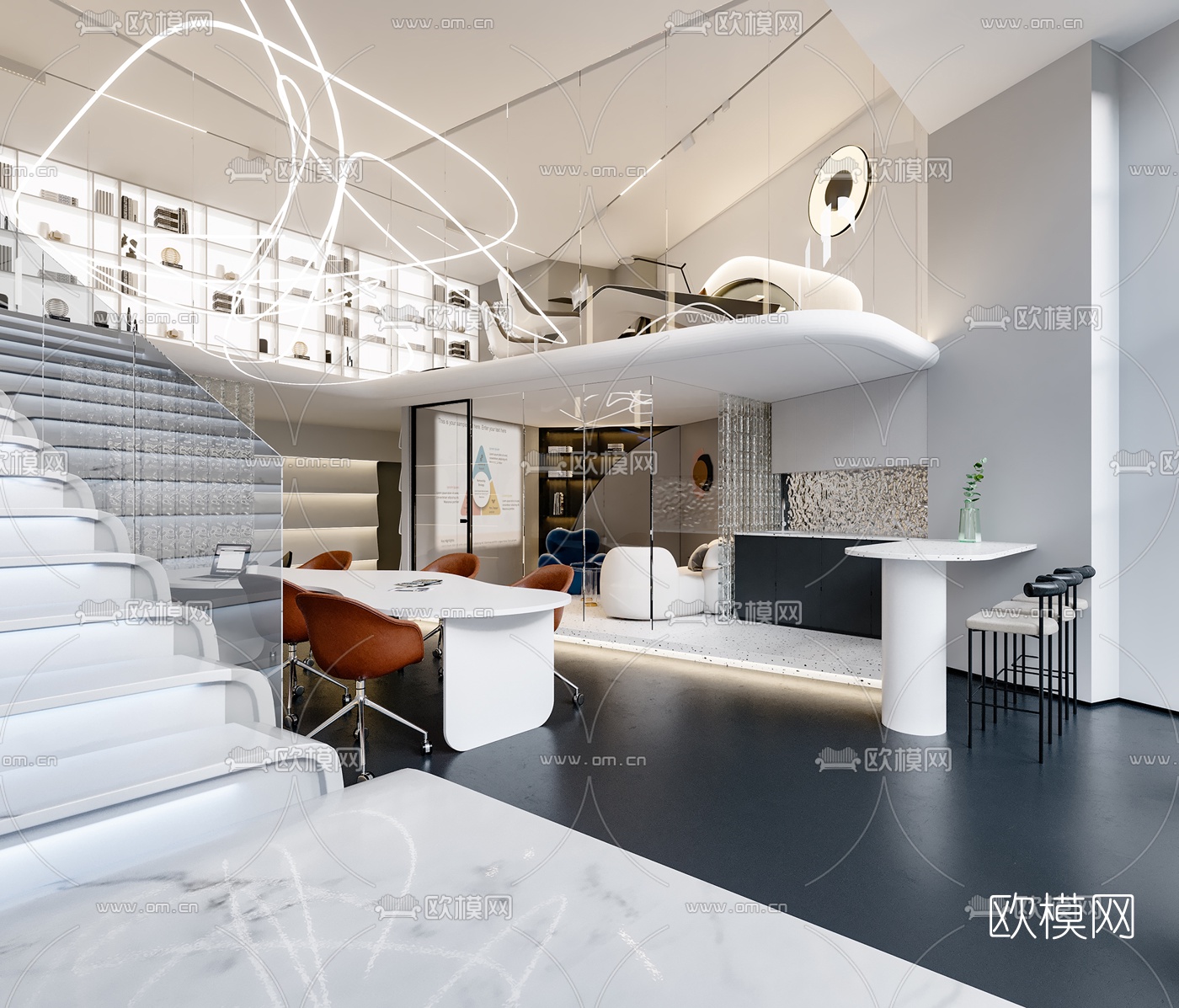 现代办公公寓工作室3d模型下载_ID10043967_3dmax免费模型-欧模网