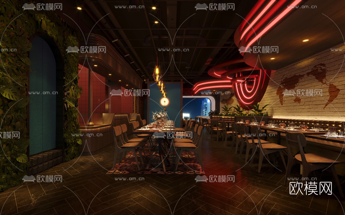 工业风西餐厅3d模型
