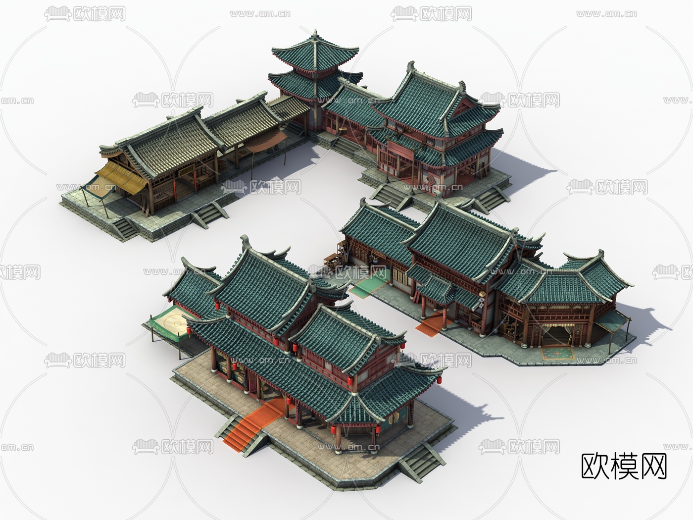 中式古建楼阁3d模型下载