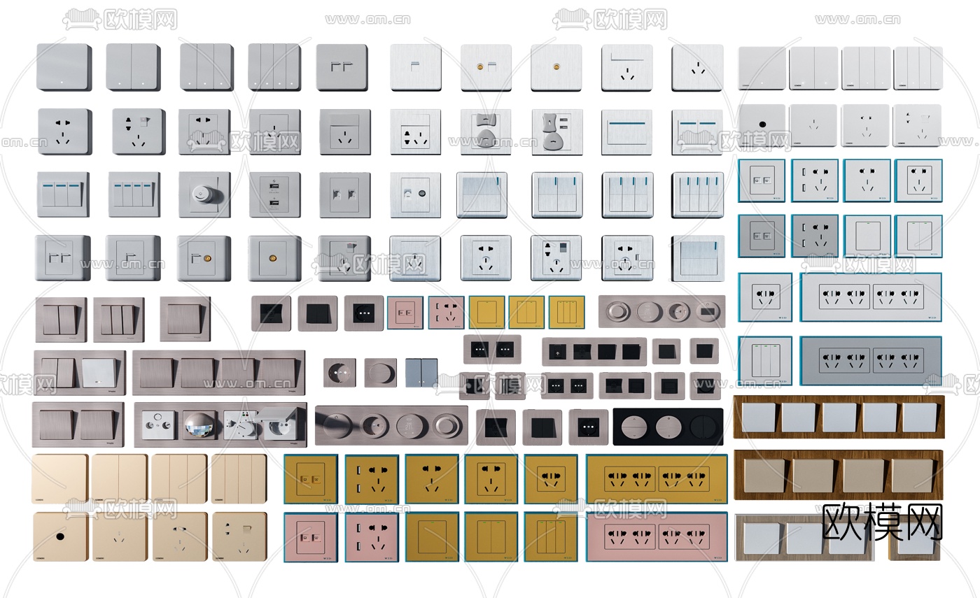 现代开关插座面板3d模型下载