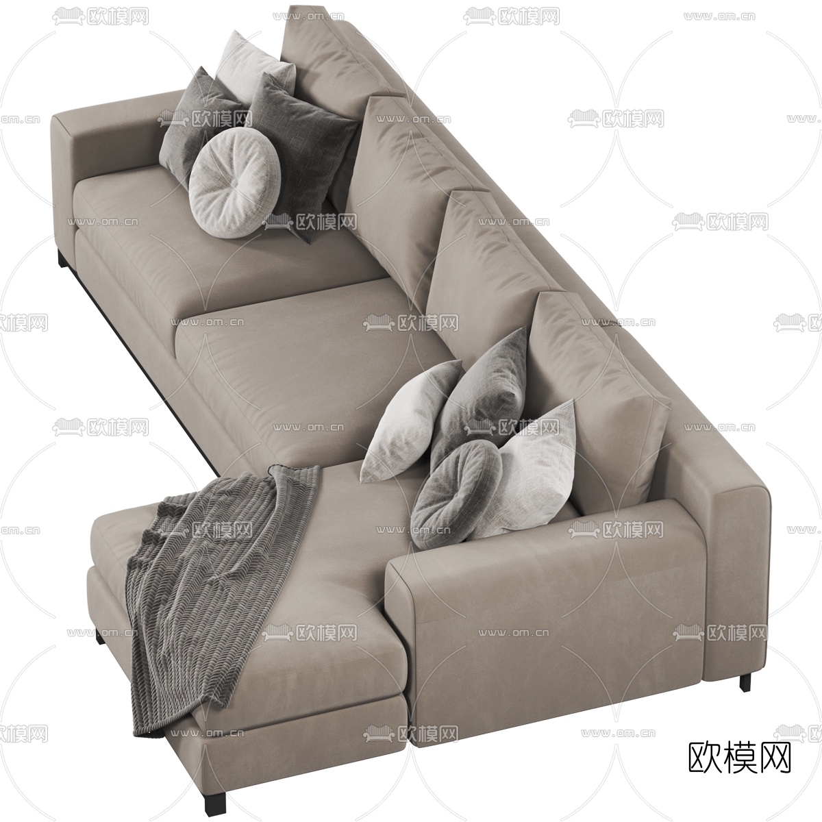 Natuzzi 现代布艺转角沙发3d模型下载（渲染图3）
