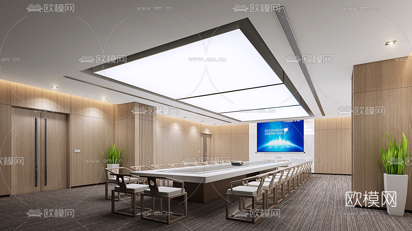 新中式会议室3d模型