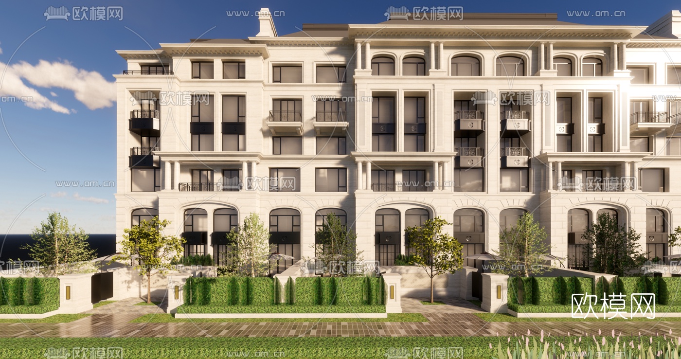 新古典高层住宅外观su模型下载（渲染图6）