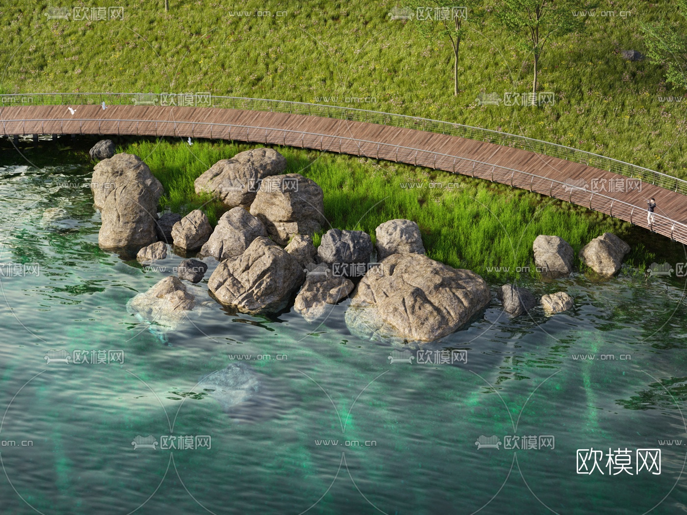 现代湿地公园园林景观3d模型