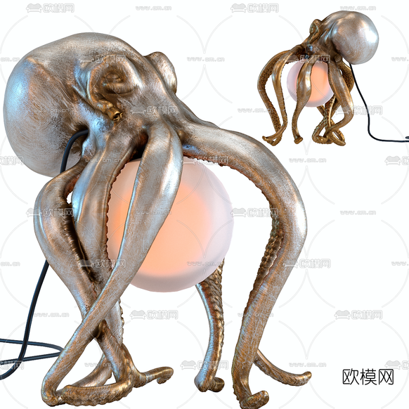 现代金属章鱼台灯3d模型下载