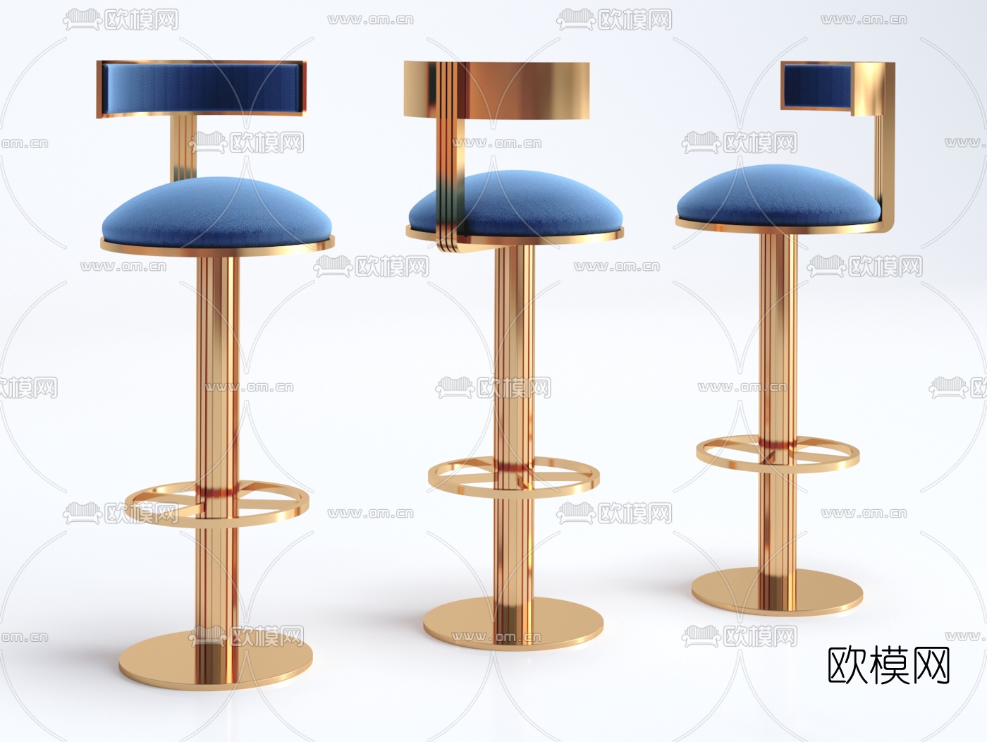 现代轻奢金属吧椅3d模型下载