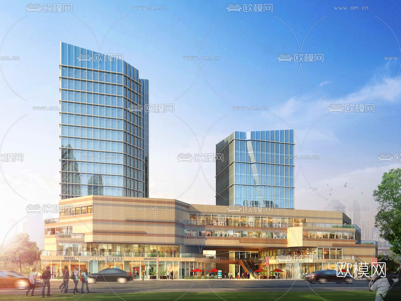 现代商业综合体建筑外观3d模型下载