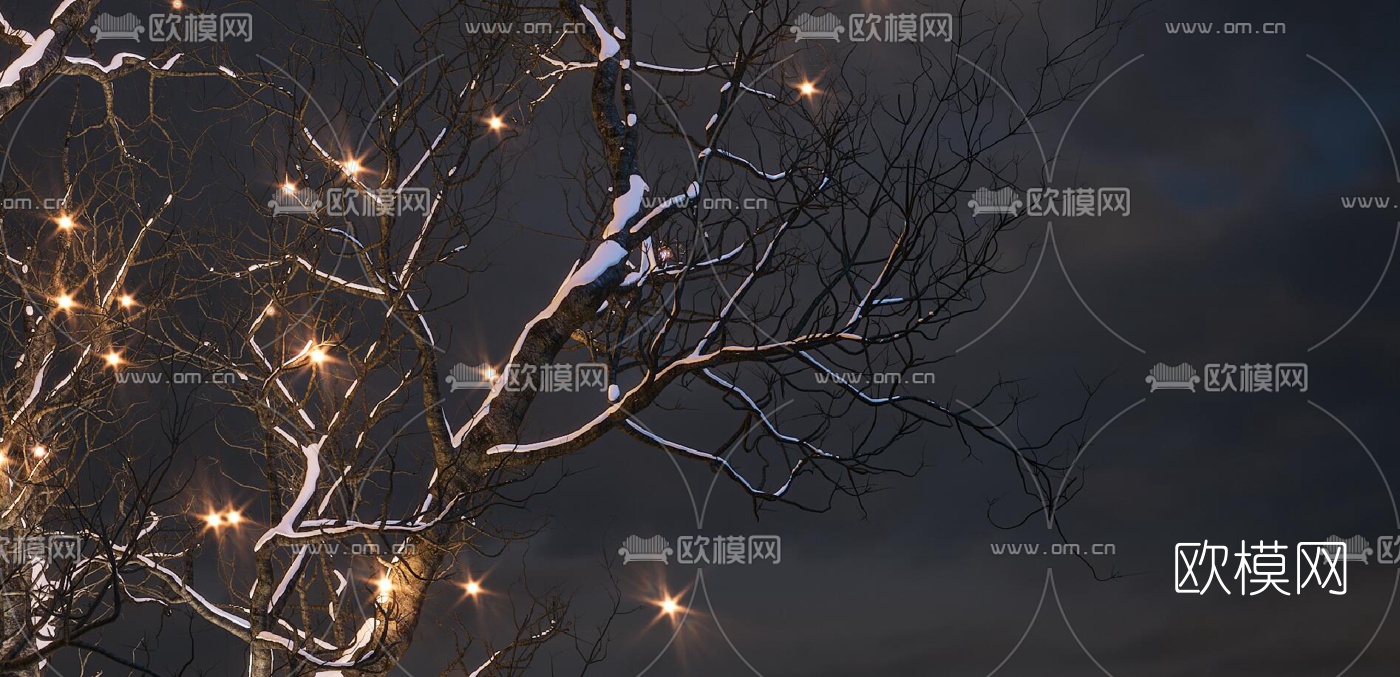 现代枯树灯饰3d模型