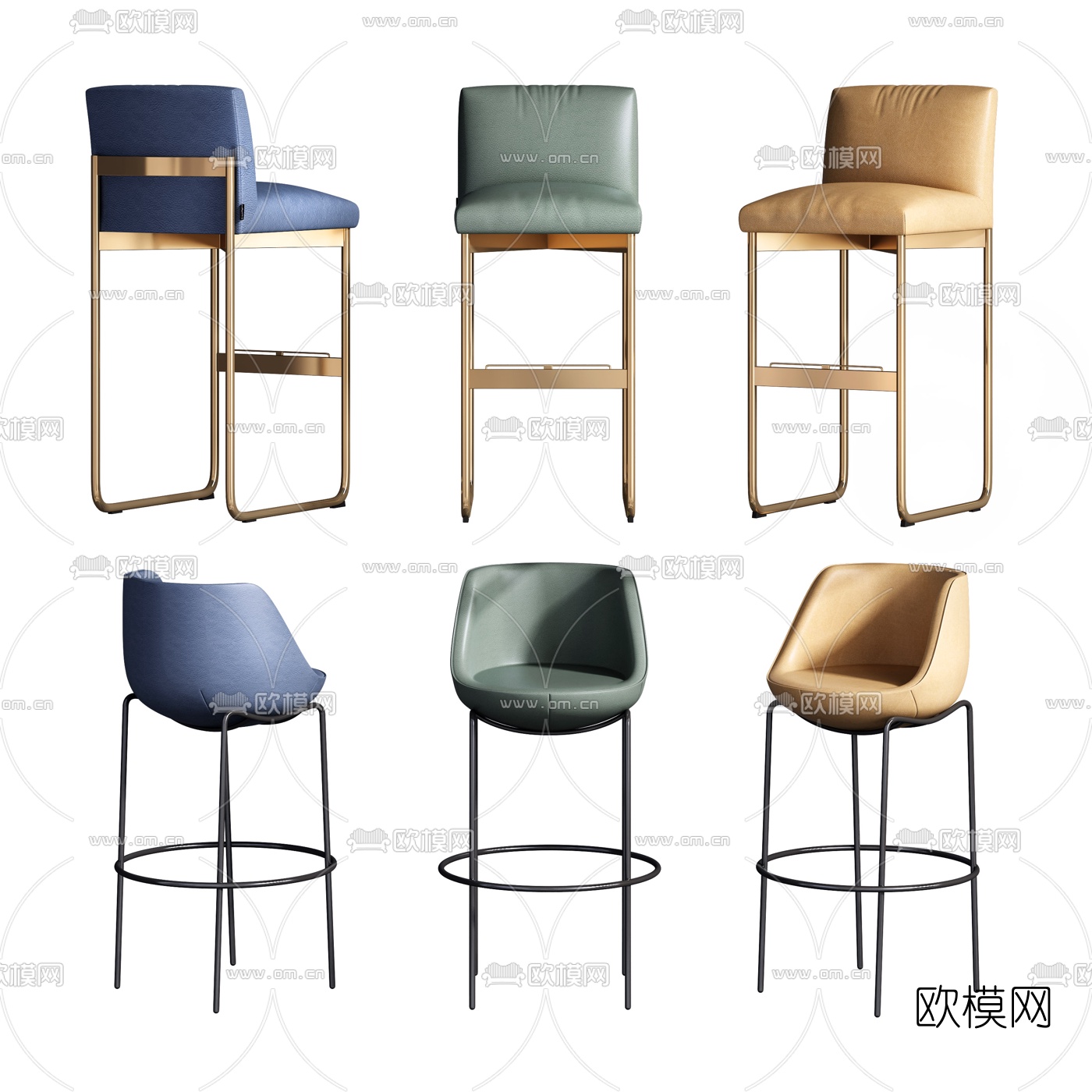 现代布艺吧台椅3d模型下载