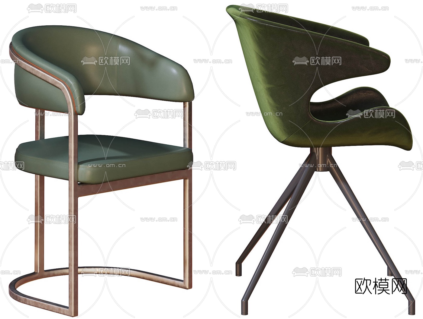 后现代皮革布艺休闲椅3d模型