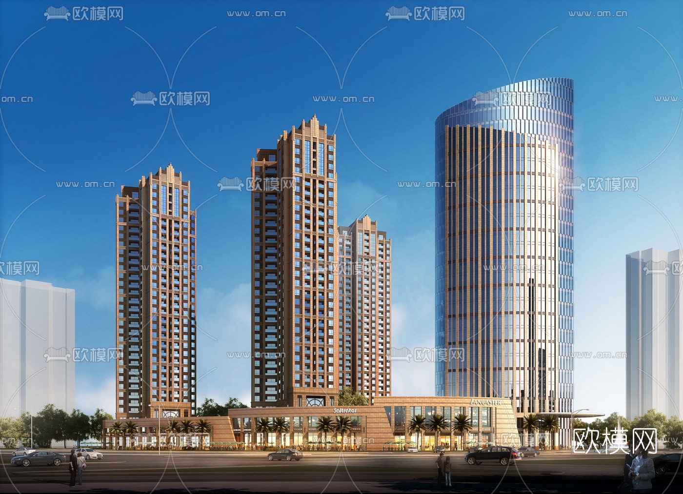 新古典高层办公楼su模型下载（渲染图1）