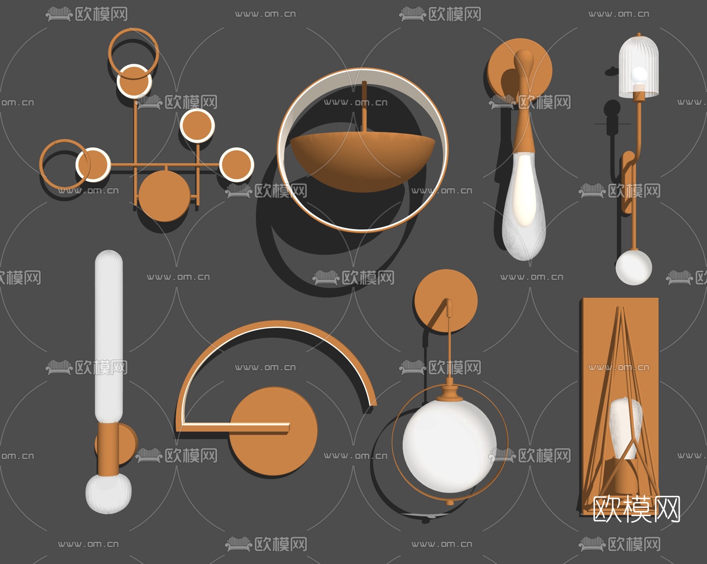 现代金属壁灯su模型下载