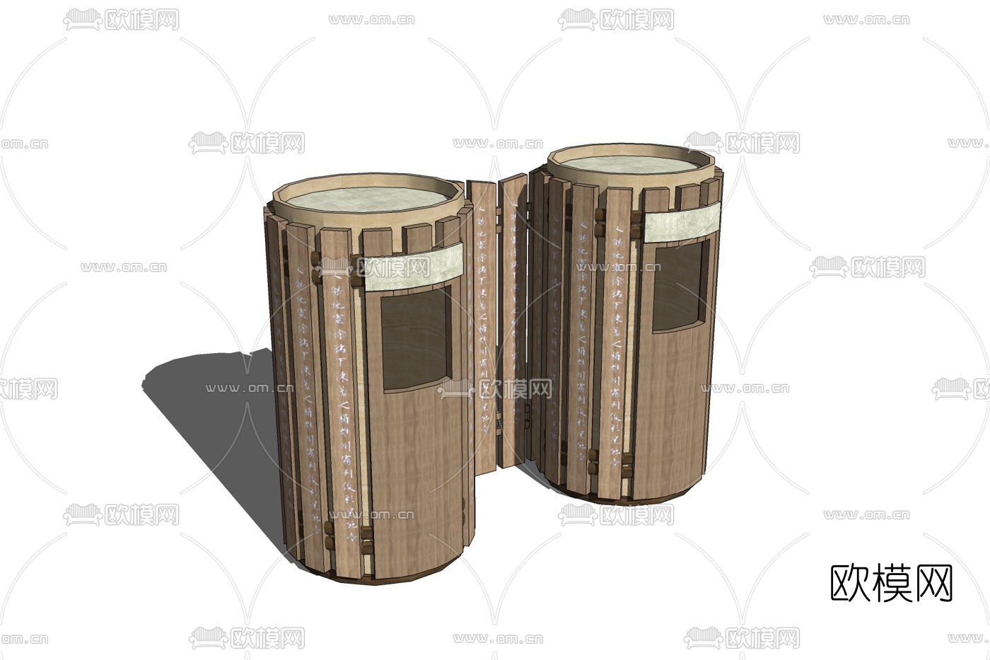 新中式户外垃圾桶免费su模型下载