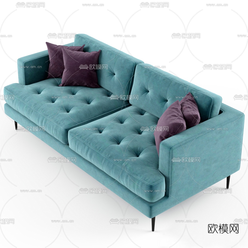 北欧布艺双人沙发3d模型下载（渲染图3）