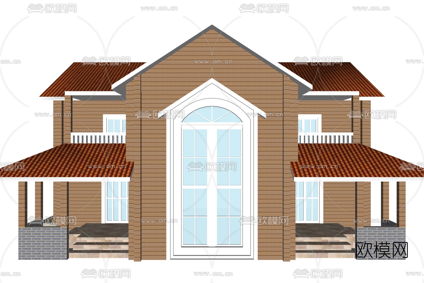 欧式独栋别墅外观su模型下载