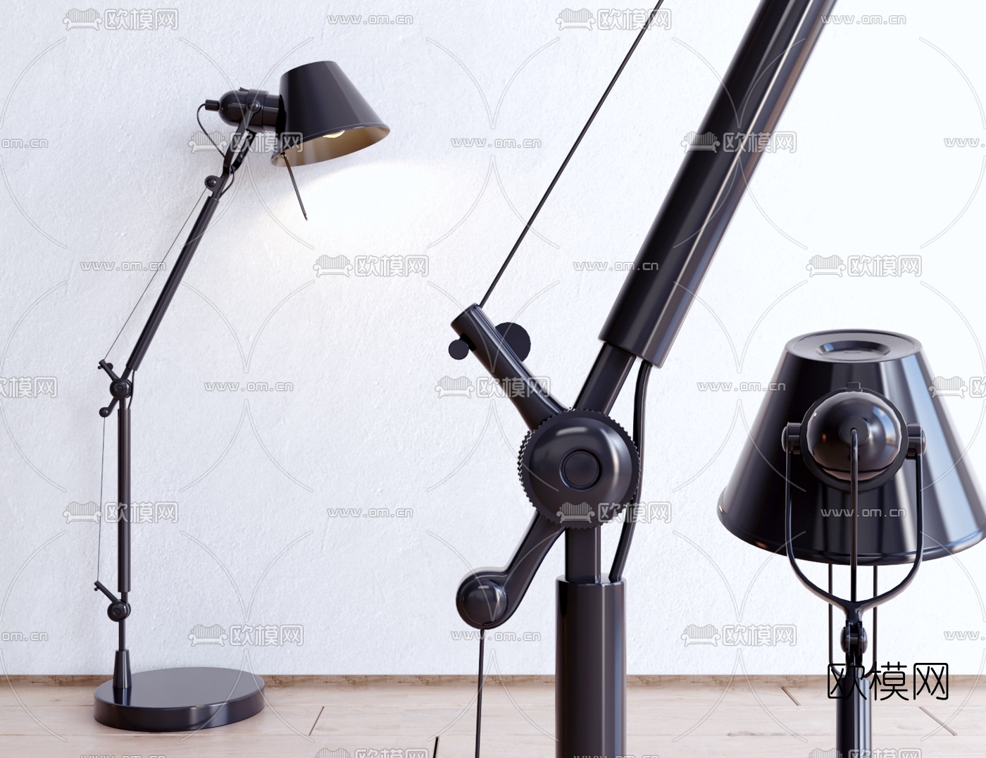 现代烤漆落地灯su模型下载（渲染图1）