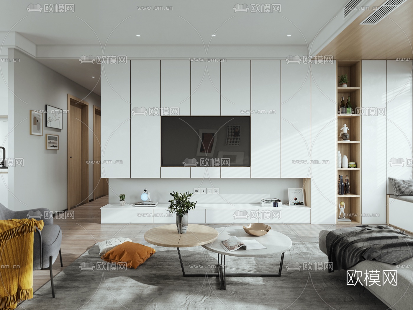 北欧客厅餐厅3d模型下载（渲染图2）