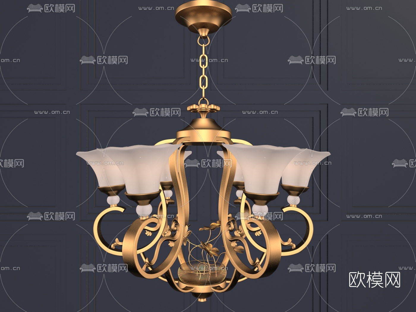 欧式复古吊灯3d模型-免费3dmax模型库-欧模网