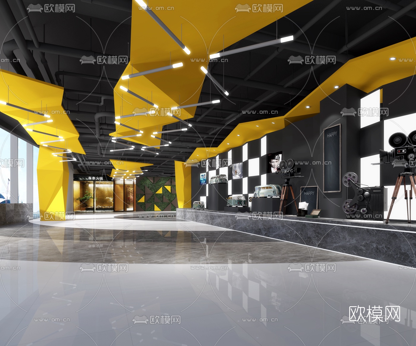 后现代影院大厅3d模型下载