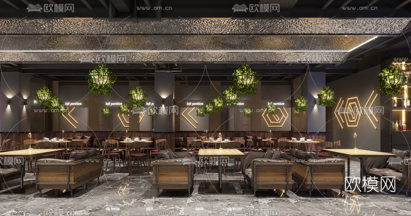 工业风音乐餐吧3d模型下载（渲染图4）