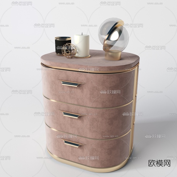 现代绒布床头柜3d模型下载(渲染图5)