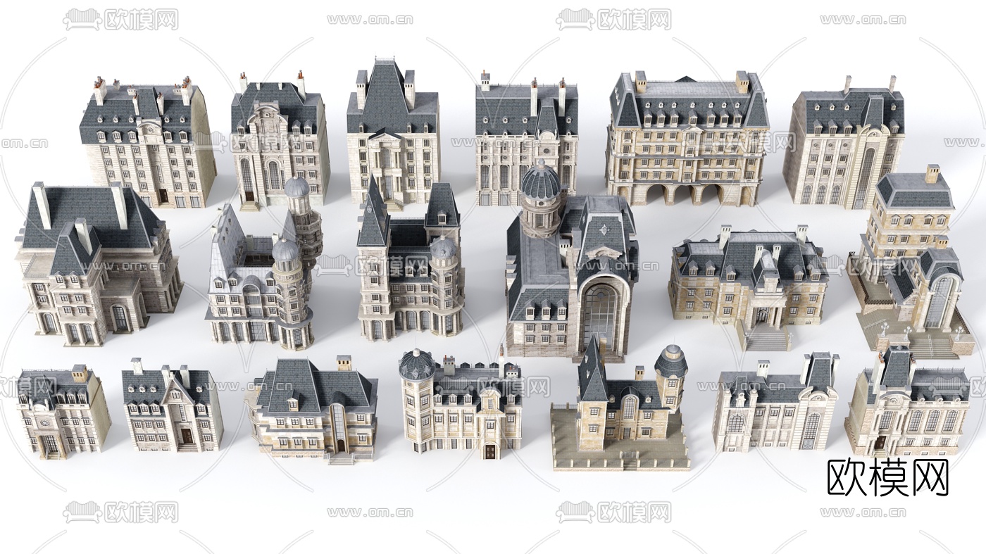 欧式楼房建筑构件3d模型