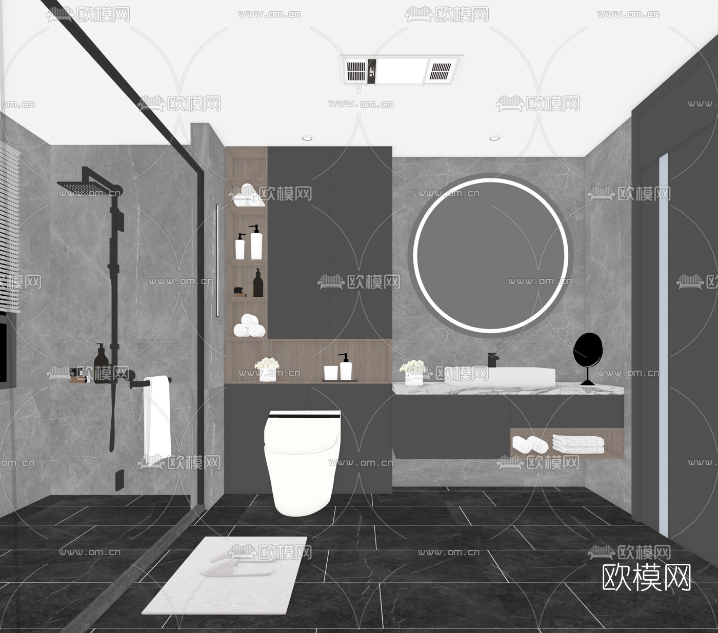 现代卫生间浴室su模型下载（渲染图2）