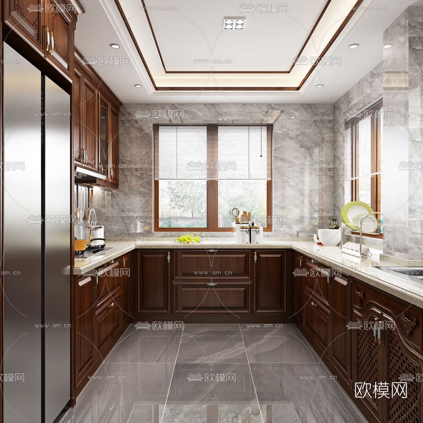 美式厨房3d模型下载