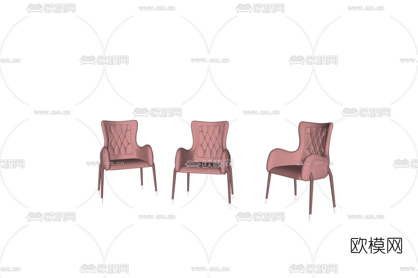 欧式皮革休闲椅su模型下载
