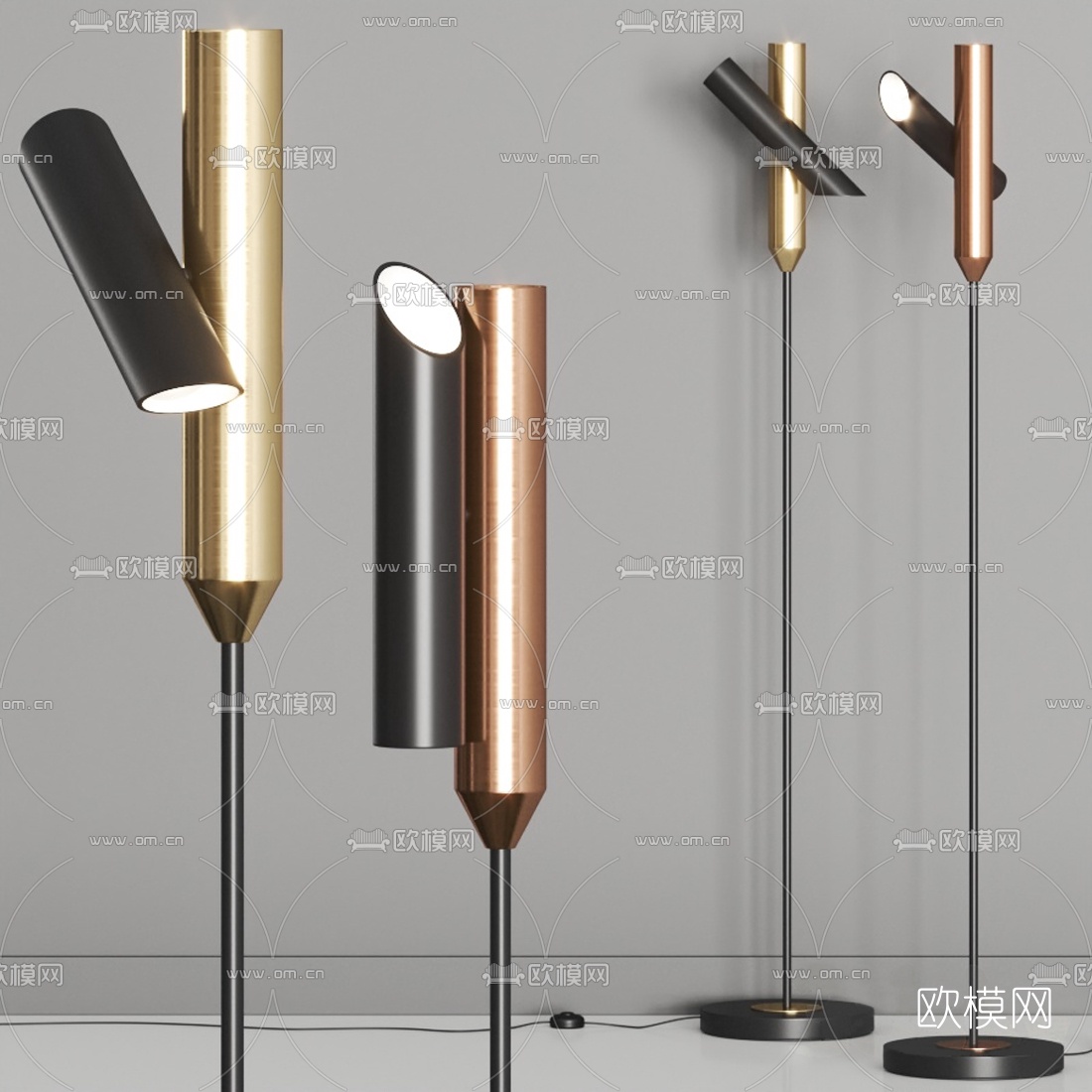 现代轻奢落地灯3d模型下载（渲染图1）
