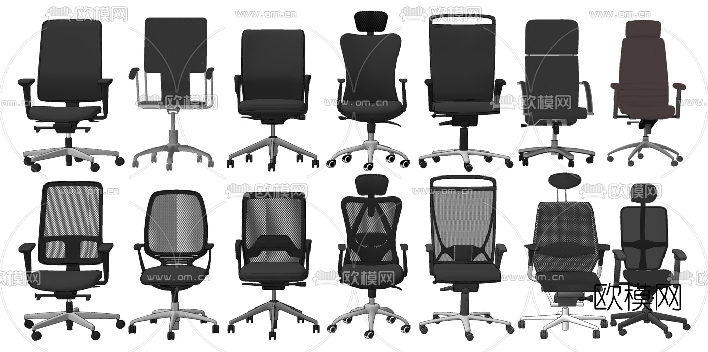 现代网布办公椅su模型下载