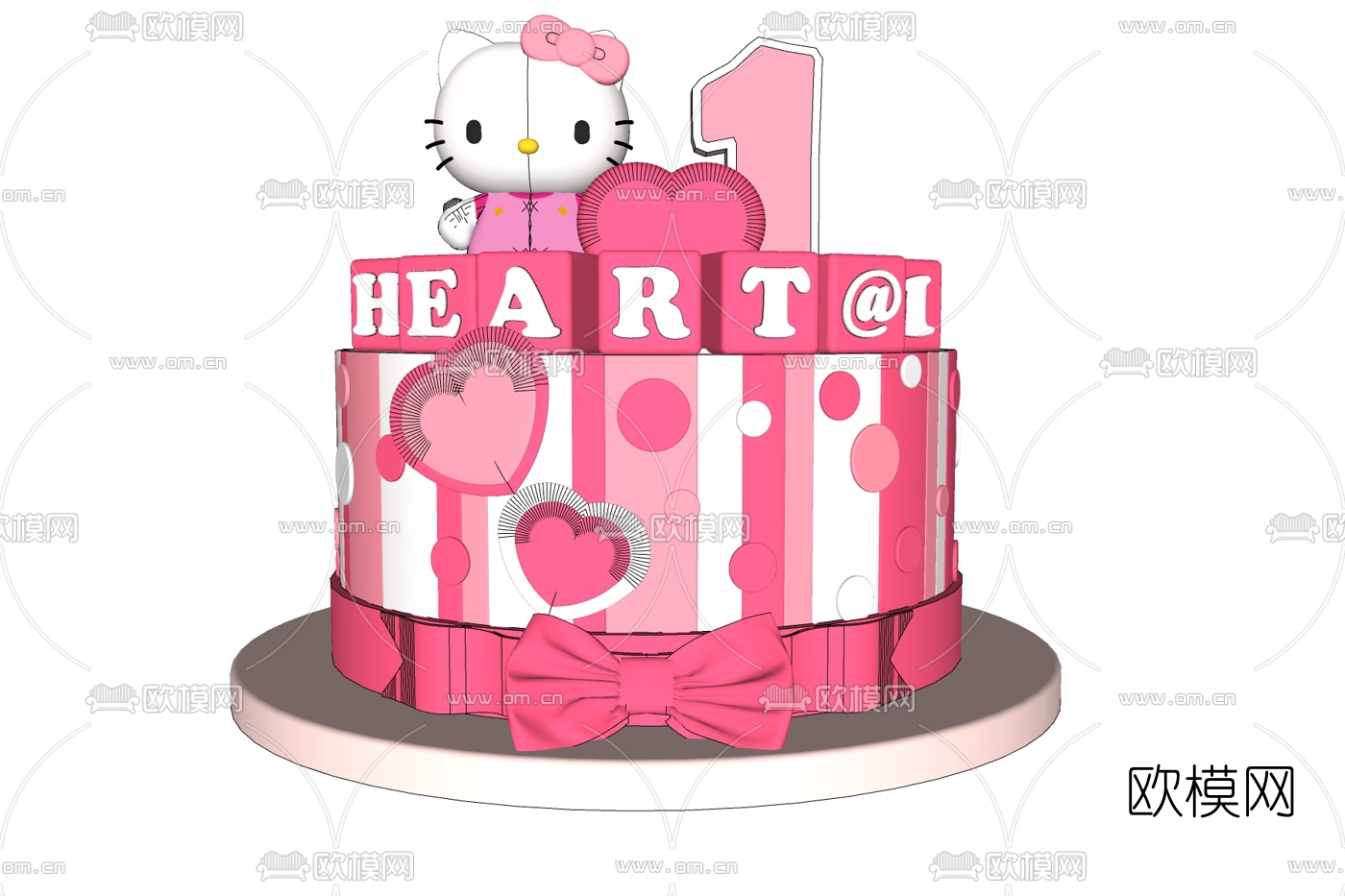 现代生日蛋糕免费su模型下载