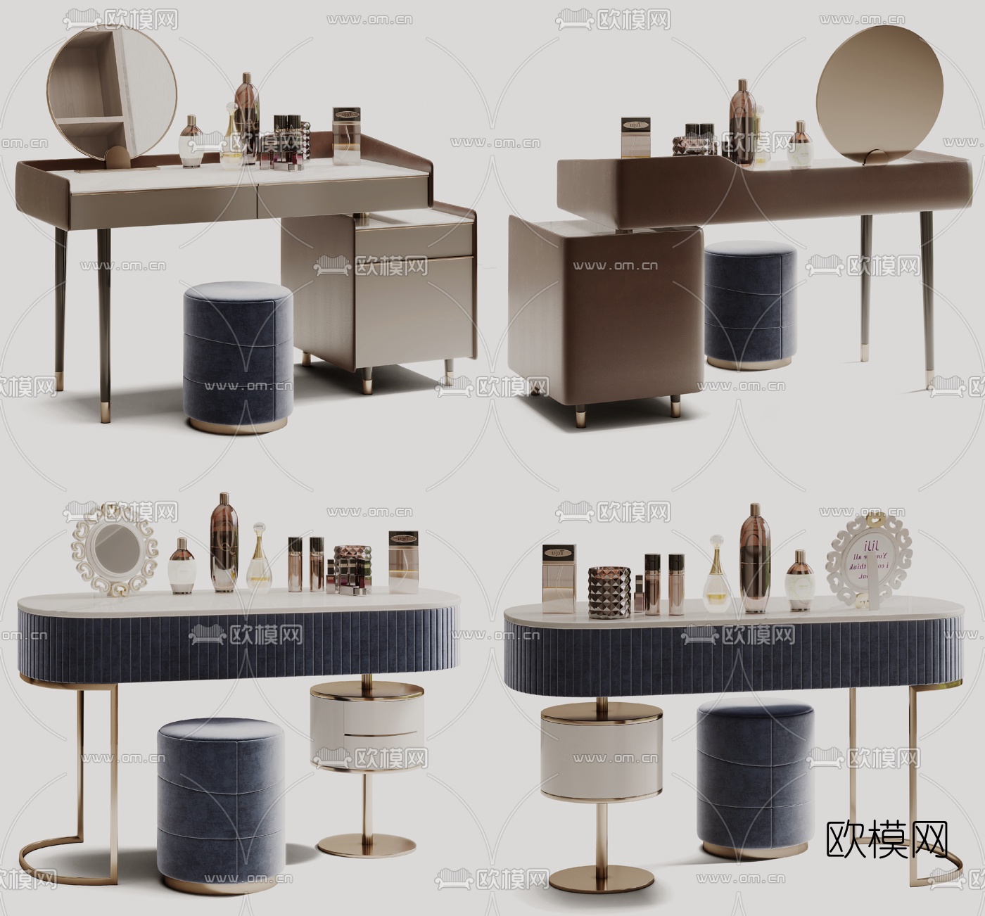 现代梳妆台su模型下载（渲染图2）
