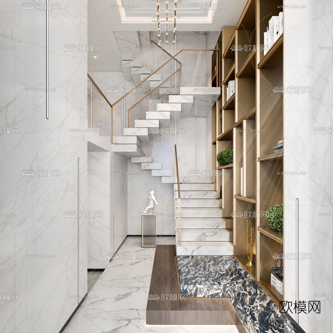 现代楼梯3d模型下载（渲染图2）