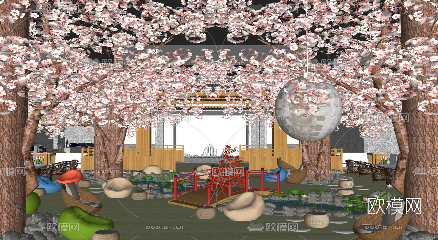 日式汗蒸浴场su模型下载（渲染图3）