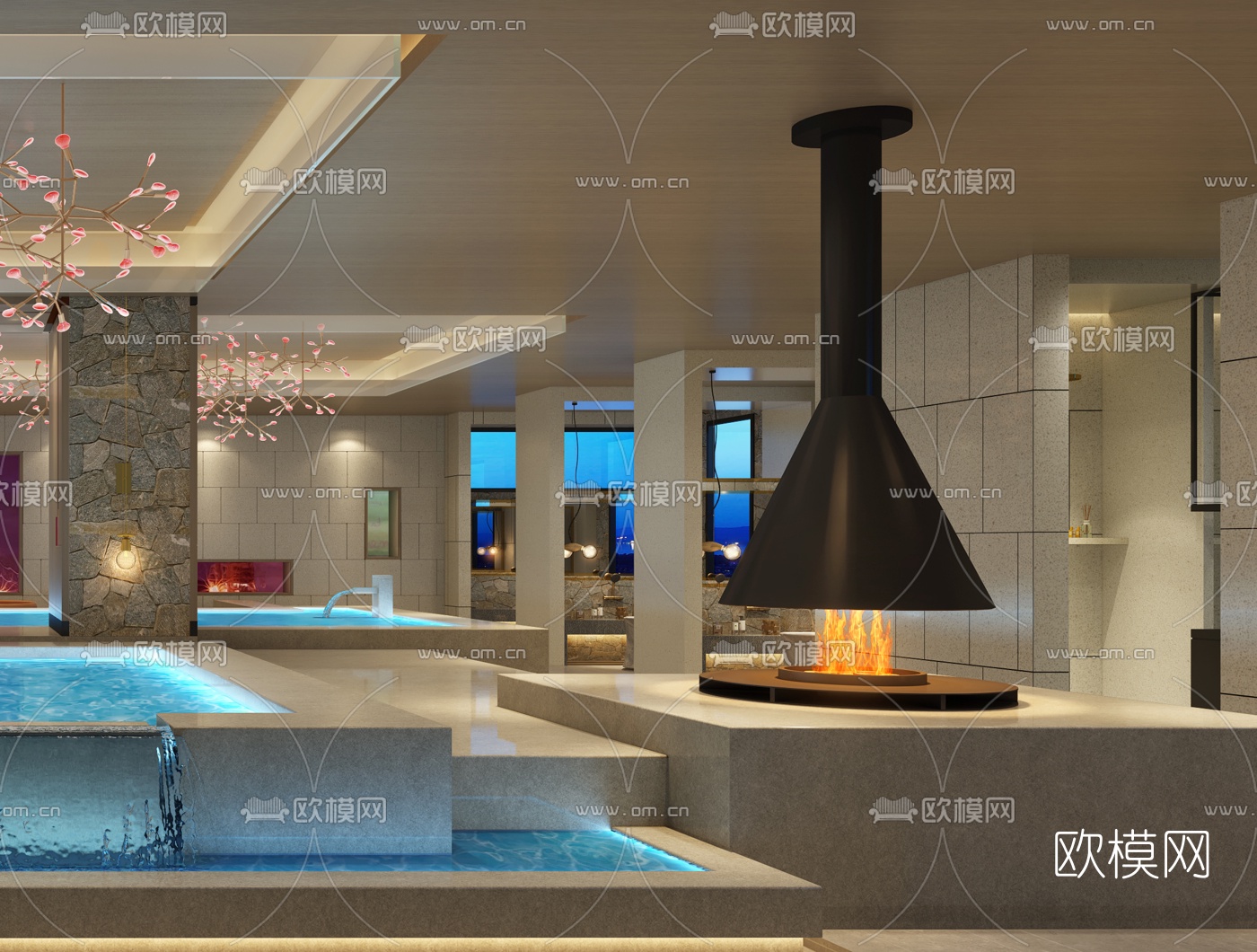 现代洗浴中心澡堂3d模型