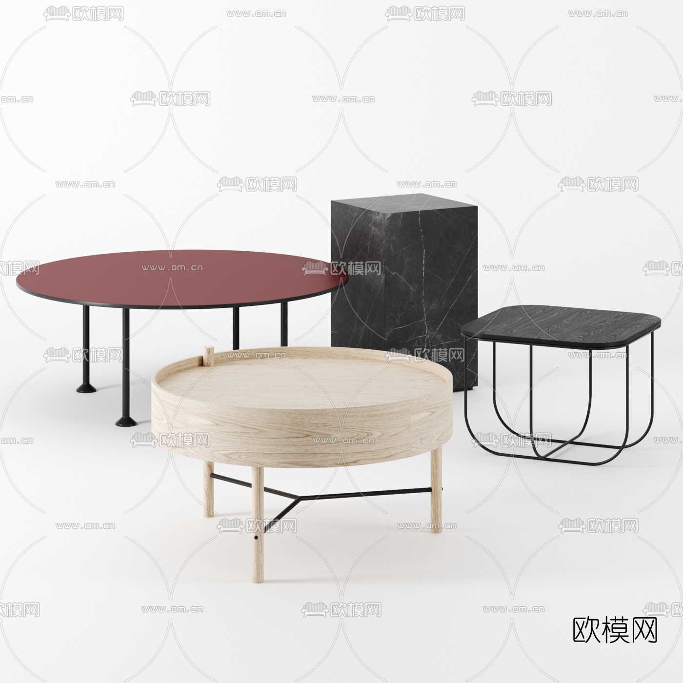 现代简易茶几边几3d模型
