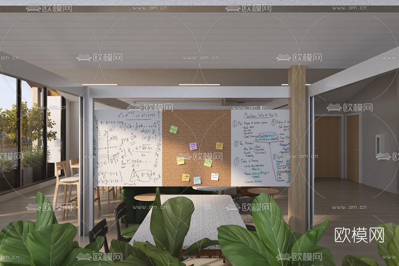 现代学校学习交流室3d模型下载（渲染图2）